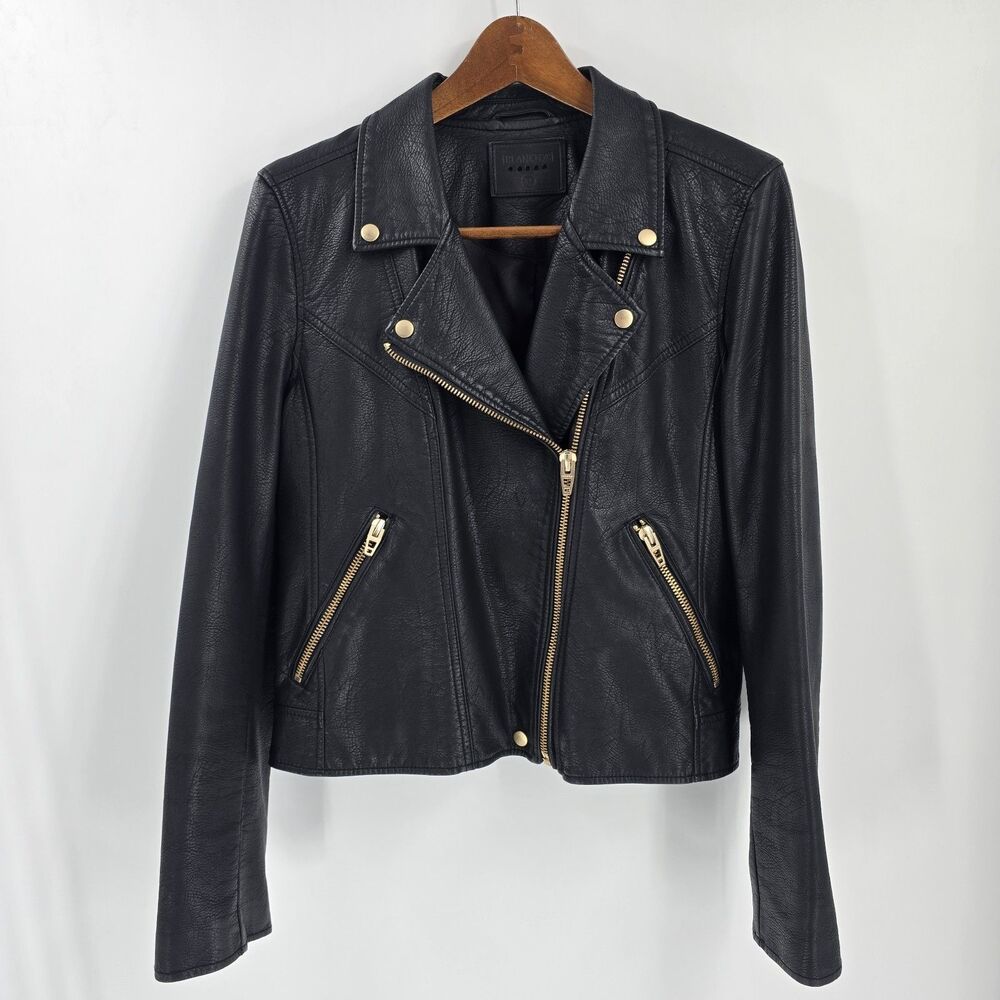 BLANK NYC Life Changer Moto Jacket Vegan Leather Black  XL Anthropologie Preppy